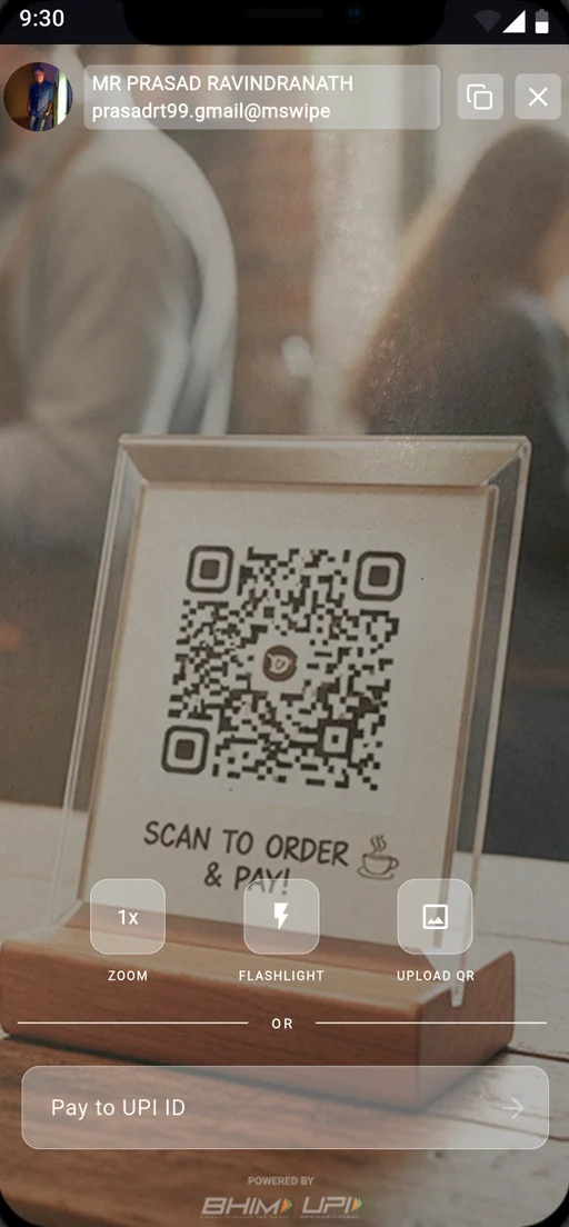 Scan QR screen pointed at a merchant UPI code