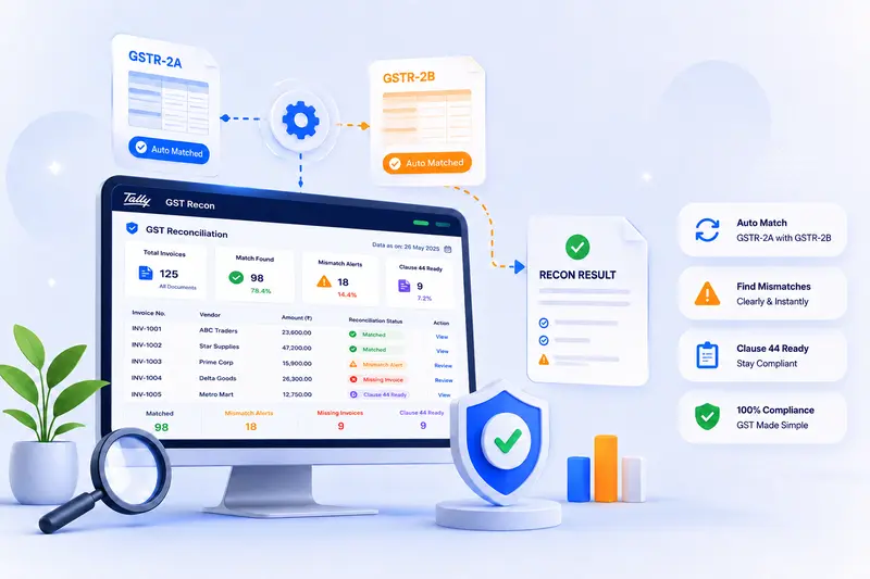 GST Reconciliation - GSTR-2A vs 2B matching, mismatch alerts and compliance