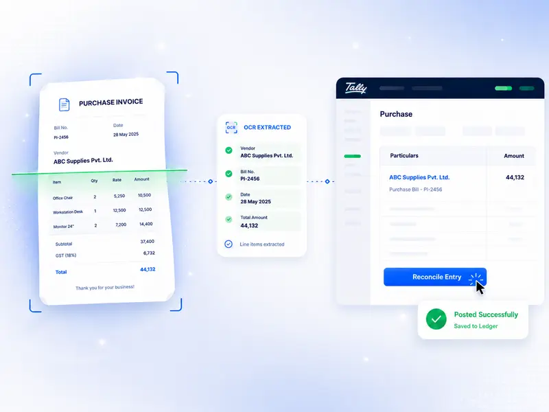 Smart Purchase - OCR invoice scanning, data extraction and auto posting to Tally